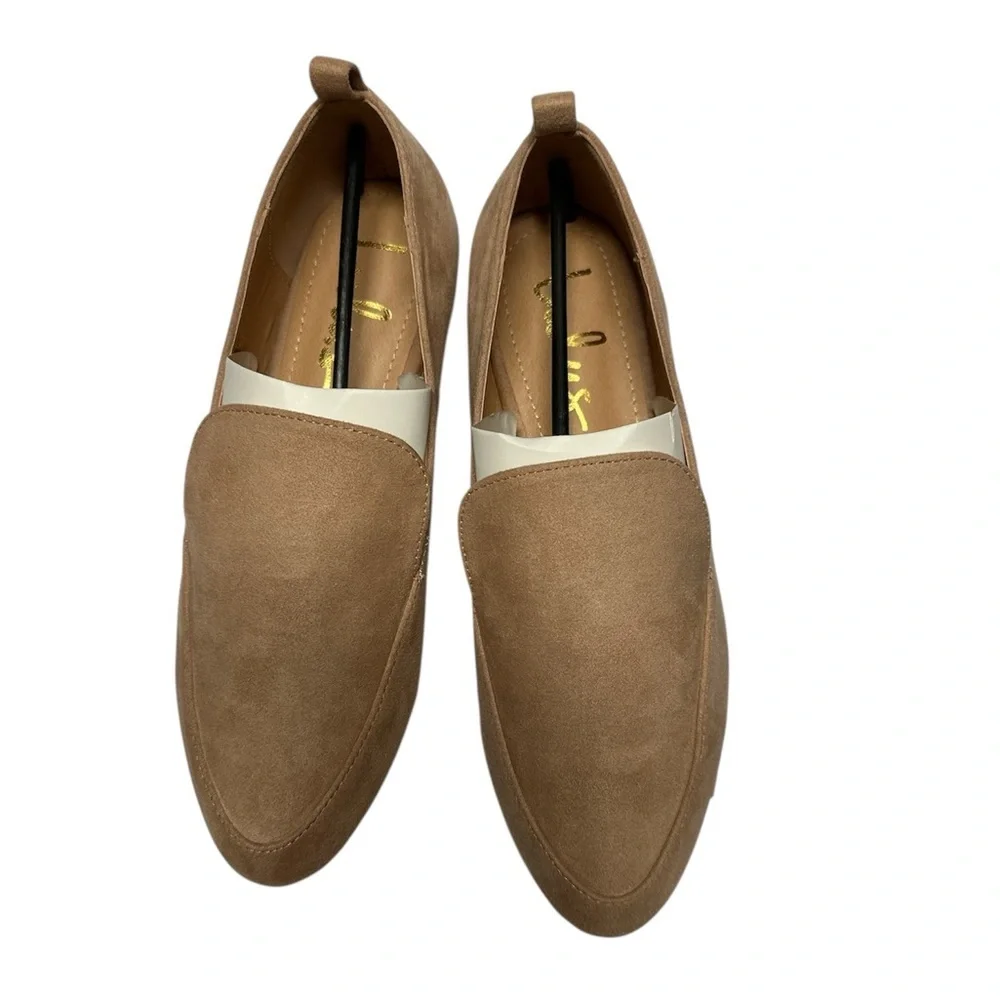 Lulus Bellona Nude Suede Loafers Women's Size 7